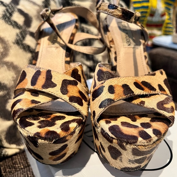 Steve Madden pony hair leopard-print wedges - Picture 2 of 8